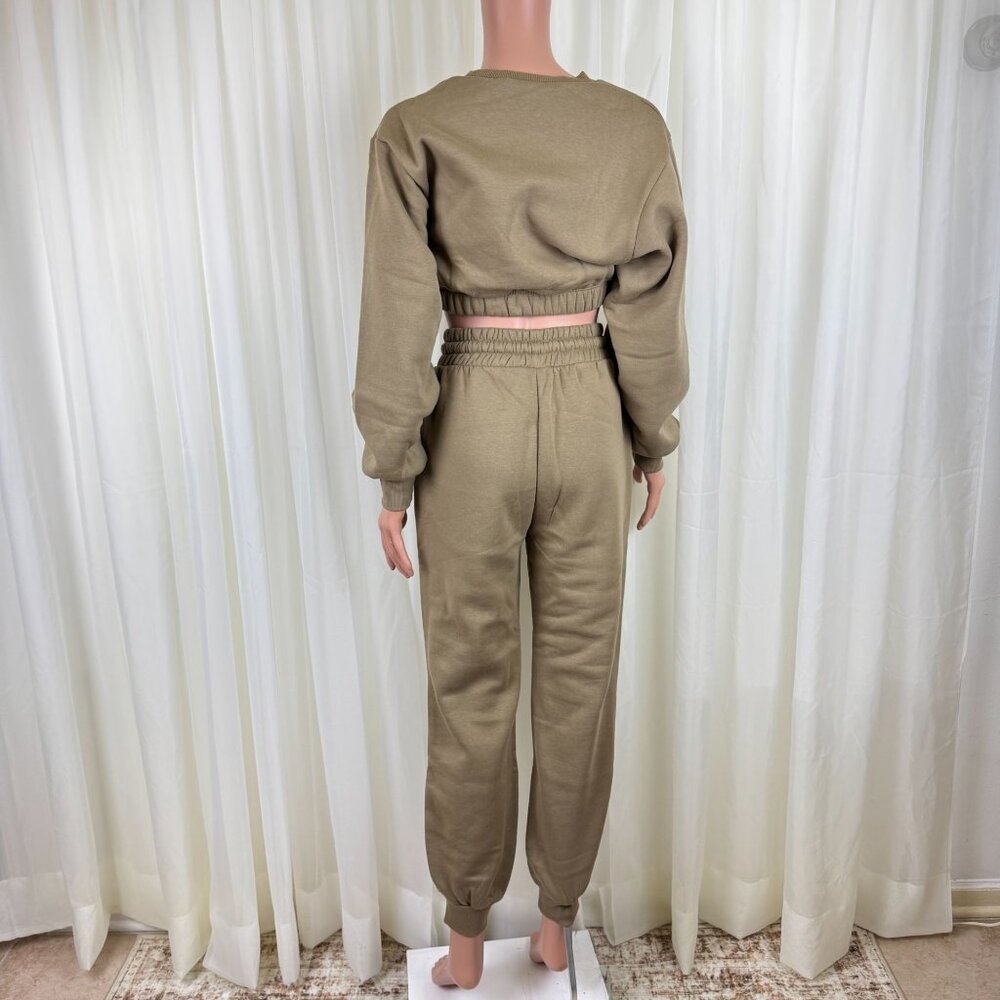 Zenana 2 Pcs Crop Sweatshirt Tracksuit Jogger Pants Set Outfit Active Loungewear - Picture 6 of 9